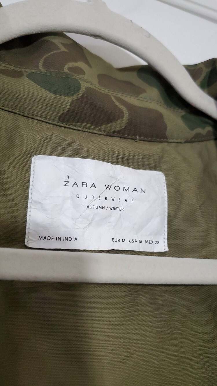 Zara Woman Camouflage Embroidered Tassel Peplum Jacket Size M - Picture 3 of 4